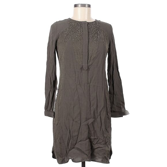 Comptoir Des Cotonniers Shirt Dress Women 6 Brown Mixed Media Corpcore Twee NWOT - Picture 1 of 11